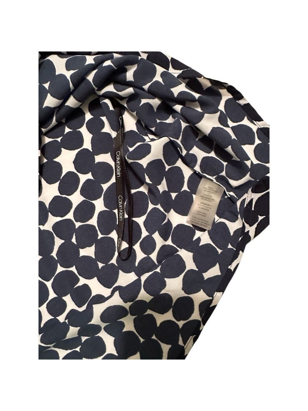 Calvin Klein Chic Career Blouse Womens L Blue & White Dots Short Flutter Sleeves - Picture 14 of 16